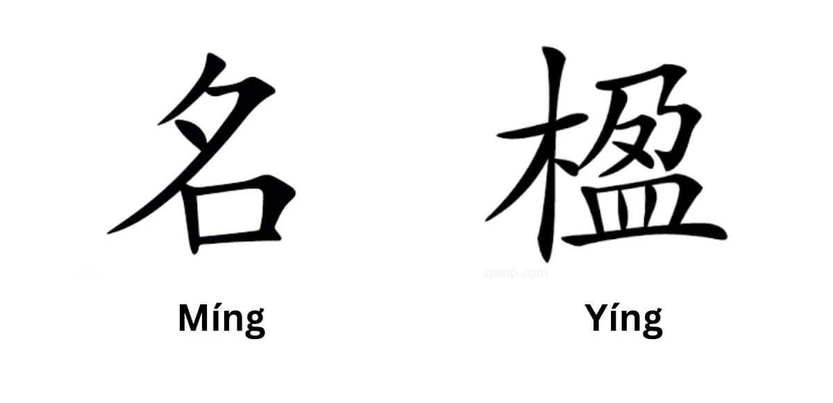 Tên Danh trong tiếng Trung có thể được thể hiện bằng ký tự 名 (Míng) hoặc 楹 (yíng)